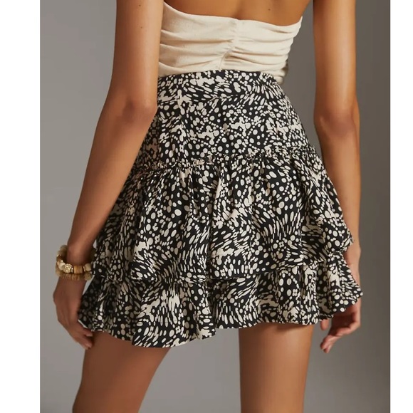 Anthropologie Maeve Tiered Mini Skirt New Size 12 Black White ANTHRO NWT - Picture 6 of 6